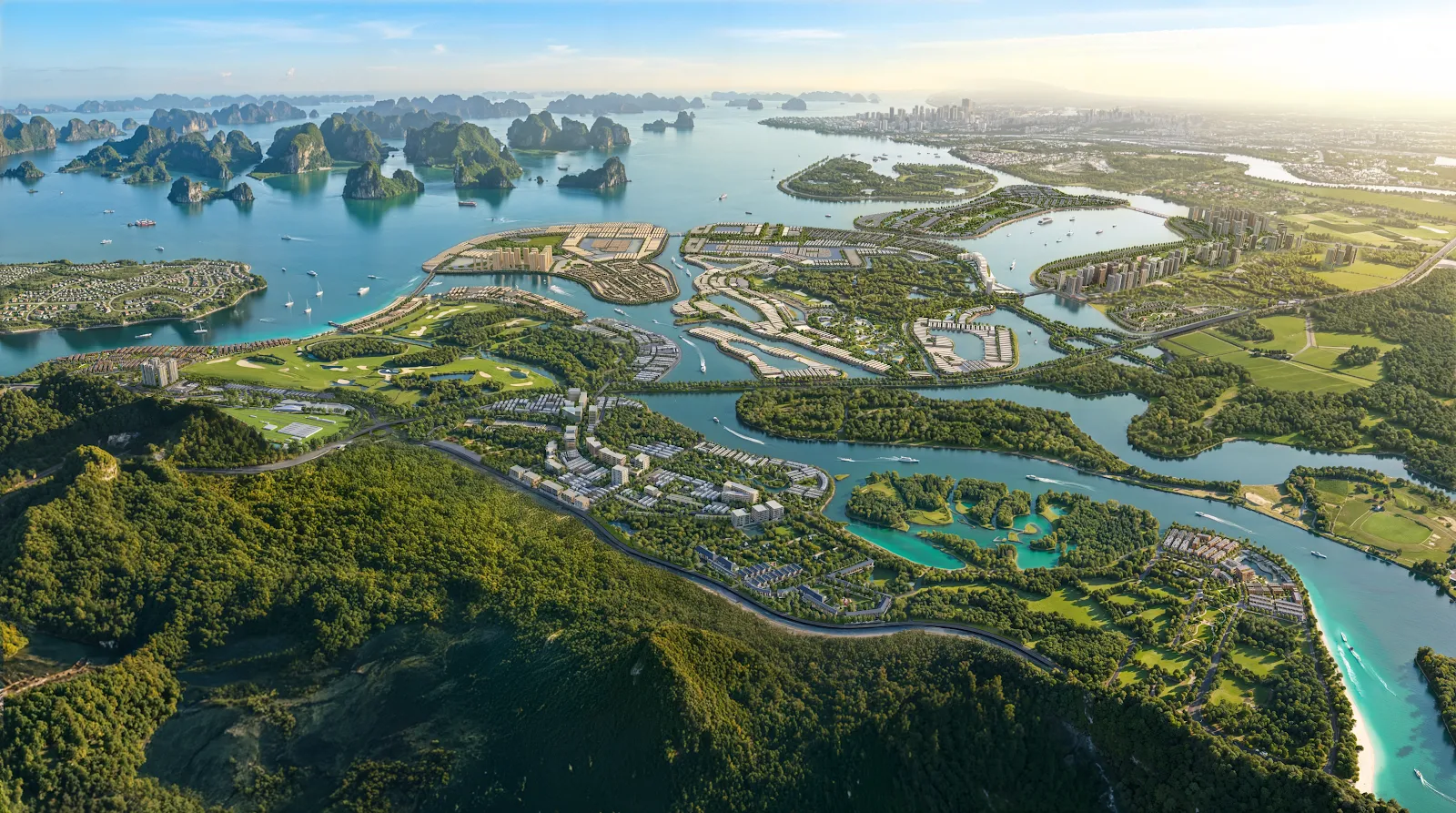 Phối cảnh khu sân golf và Thiên Đường Xanh